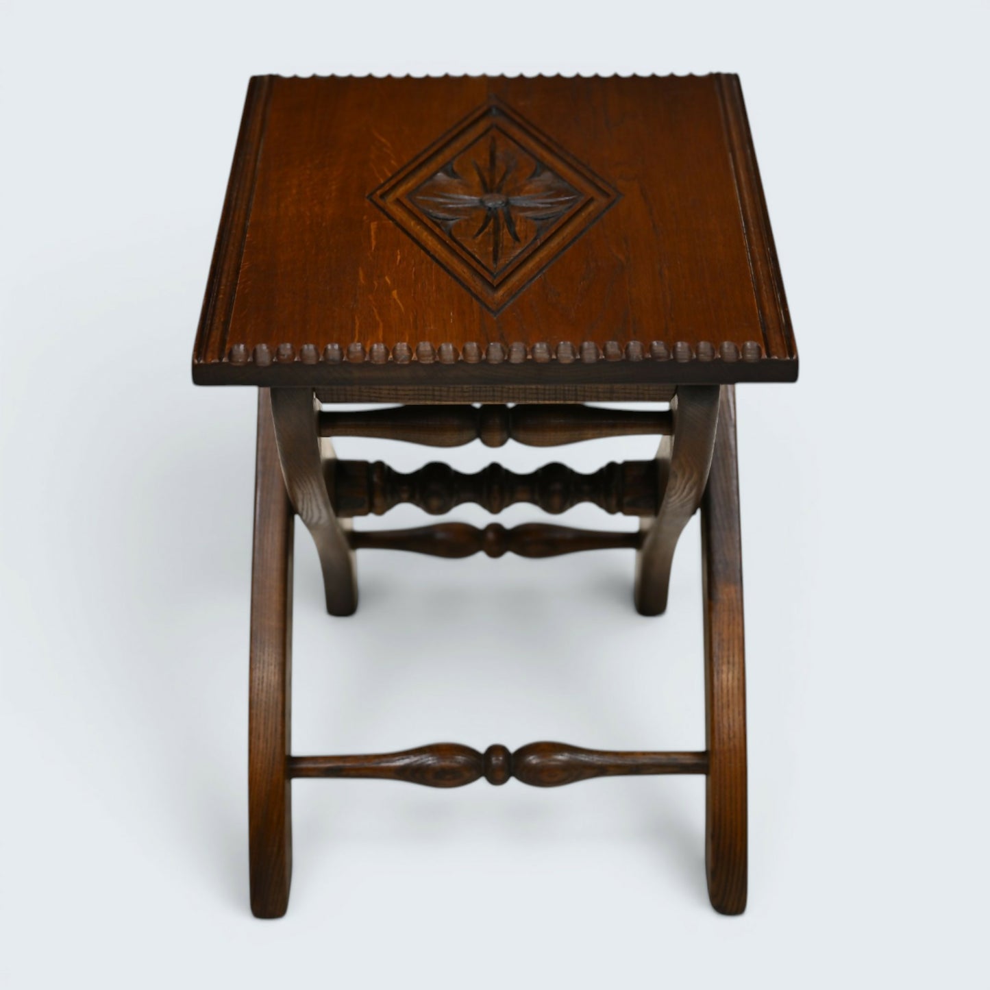 Old Charm Oak Folding Stool Coffee /Side Table FREE UK Delivery
