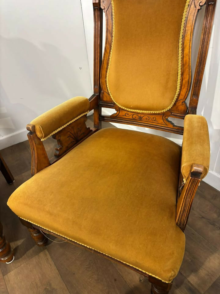 Pair of Edwardian Walnut “His & Hers” Armchairs