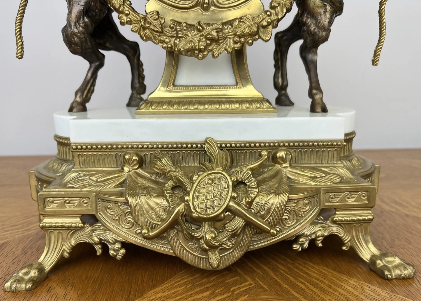 Clock Antique Louis XV Brass Marble Garniture Set With Candelabras LOT 6026
