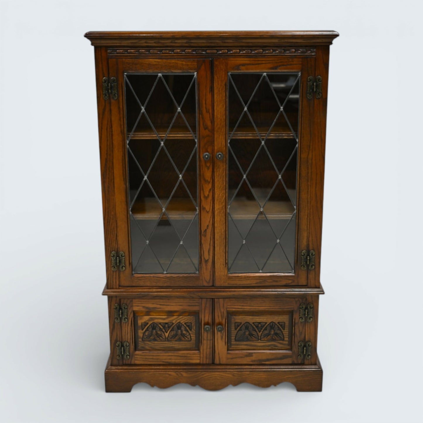 Old Charm Vintage Display Cabinet Bookcase 2 Shelves Carvings FREE UK Delivery