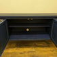 Vintage Midcentury Teak Sideboard: Navy & Gold Art Deco Cabinet
