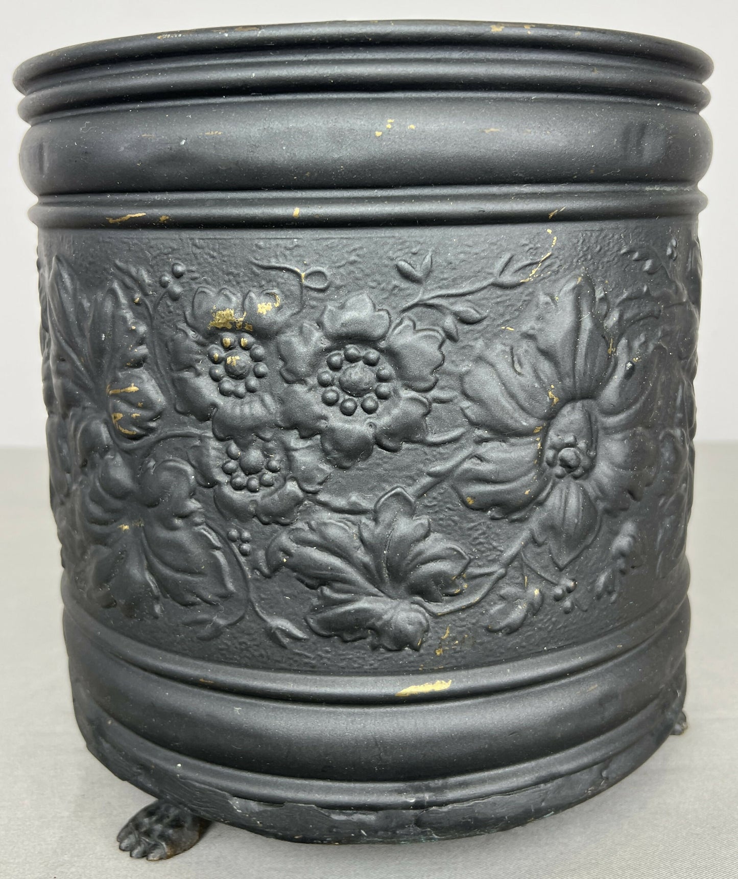 Plant Pot Vintage French Painted Brass Floral Jardiniere Planter LOT 6472