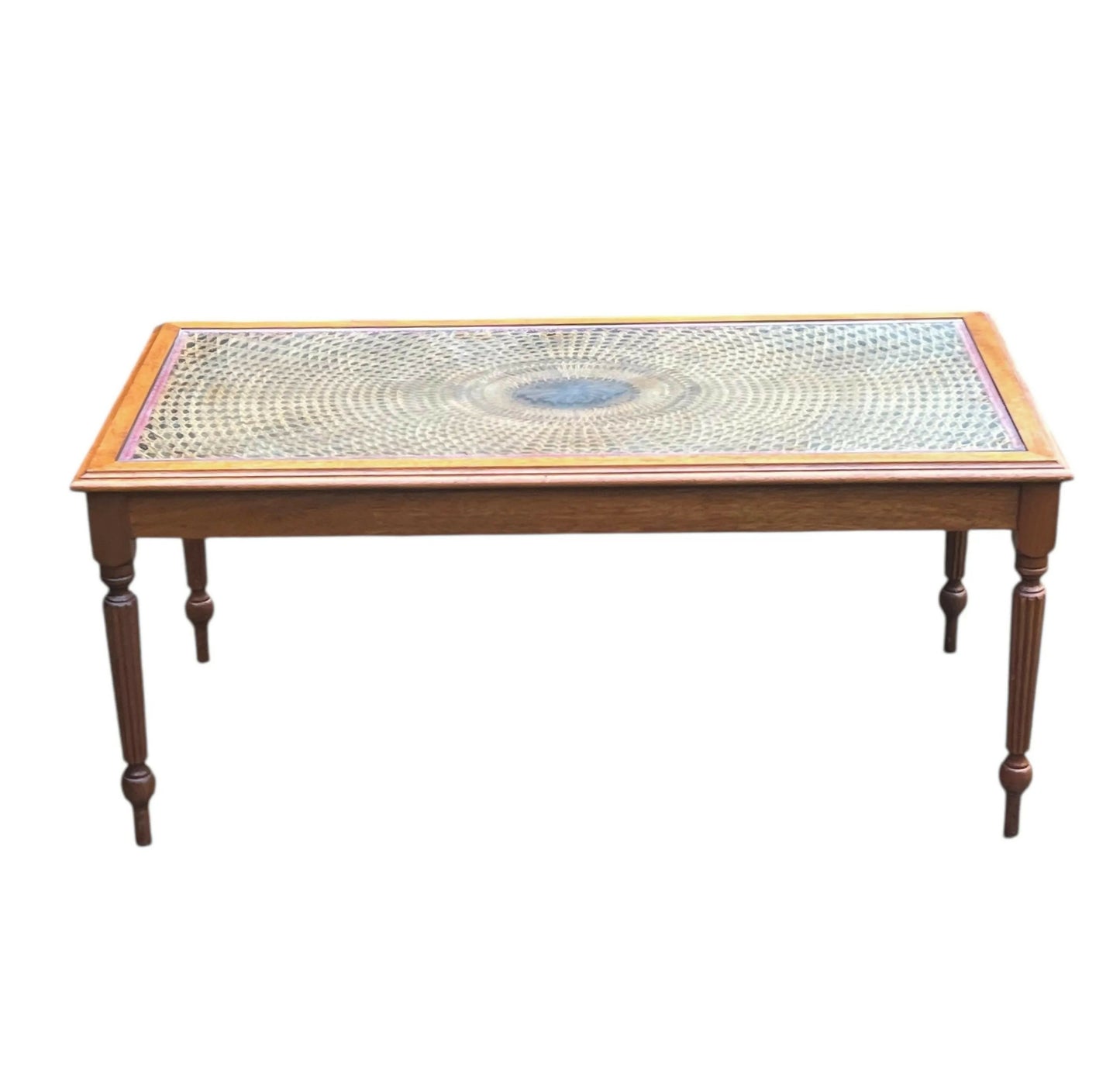 Regency style Rattan and Mahogany coffee table