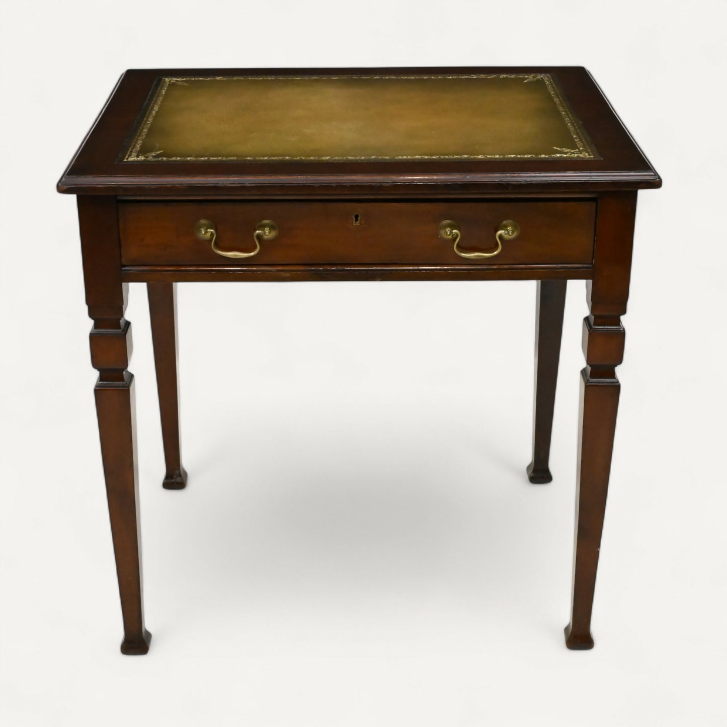 Antique Mahogany Desk Writing Table Green Leather Top Shoolbred FREE UK Delivery. SBR10598/1806E