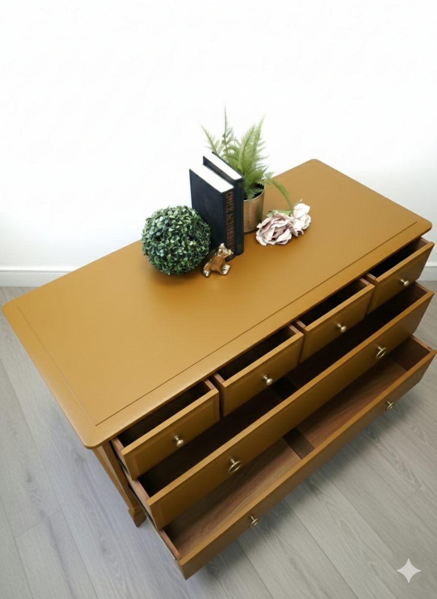 Stag minstrel chest of drawers in mustard