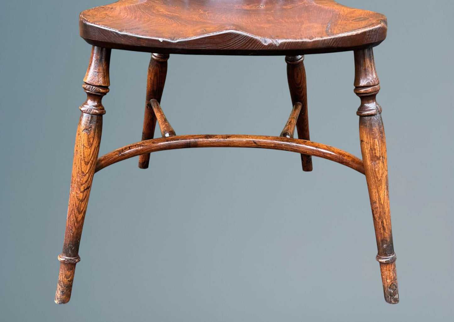 Set of Four Elm Windsor Wheel Back Chairs