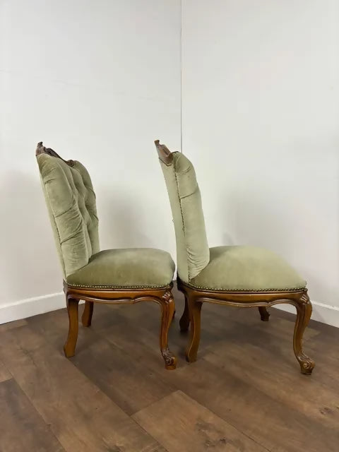 Pair Of Reproduction Upholstered Bedroom Chairs