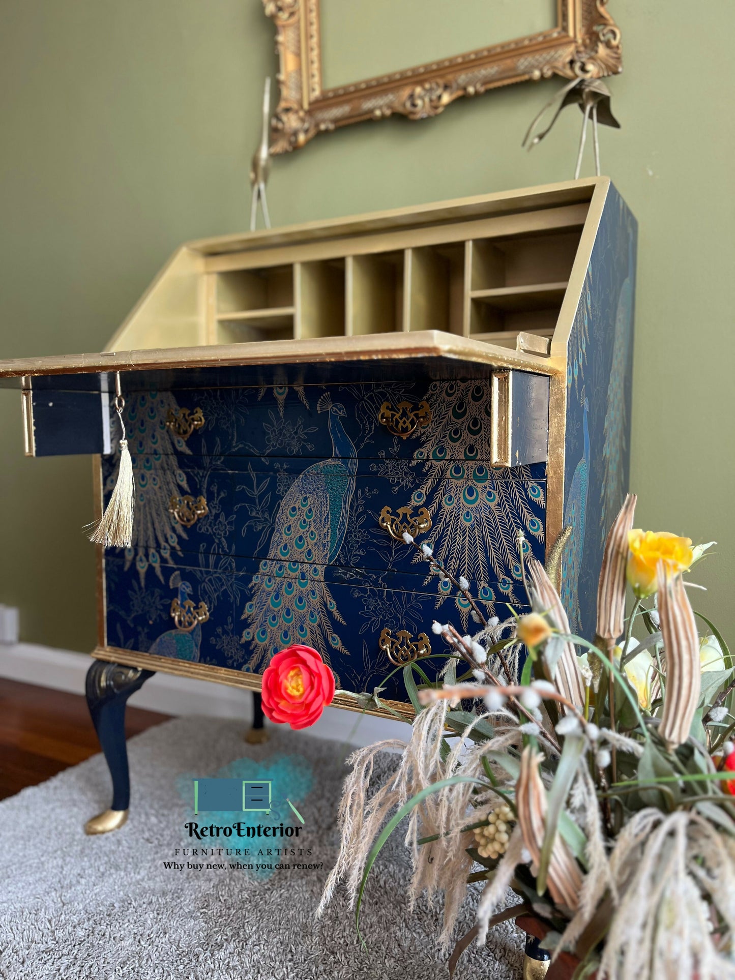 Peacock Blue and gold bureau - on order