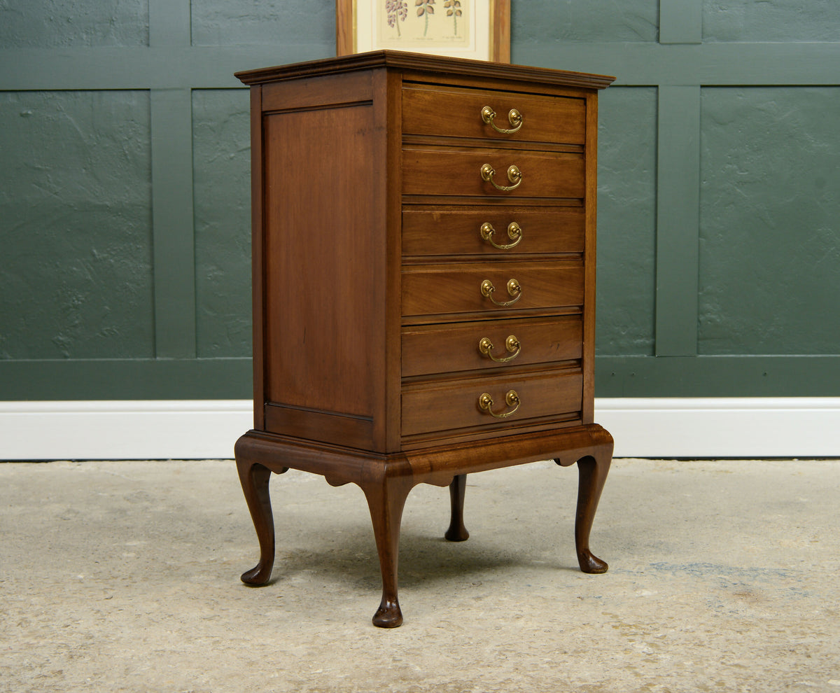 Mahogany Sheet Music Cabinet with Drop Down Front Drawers