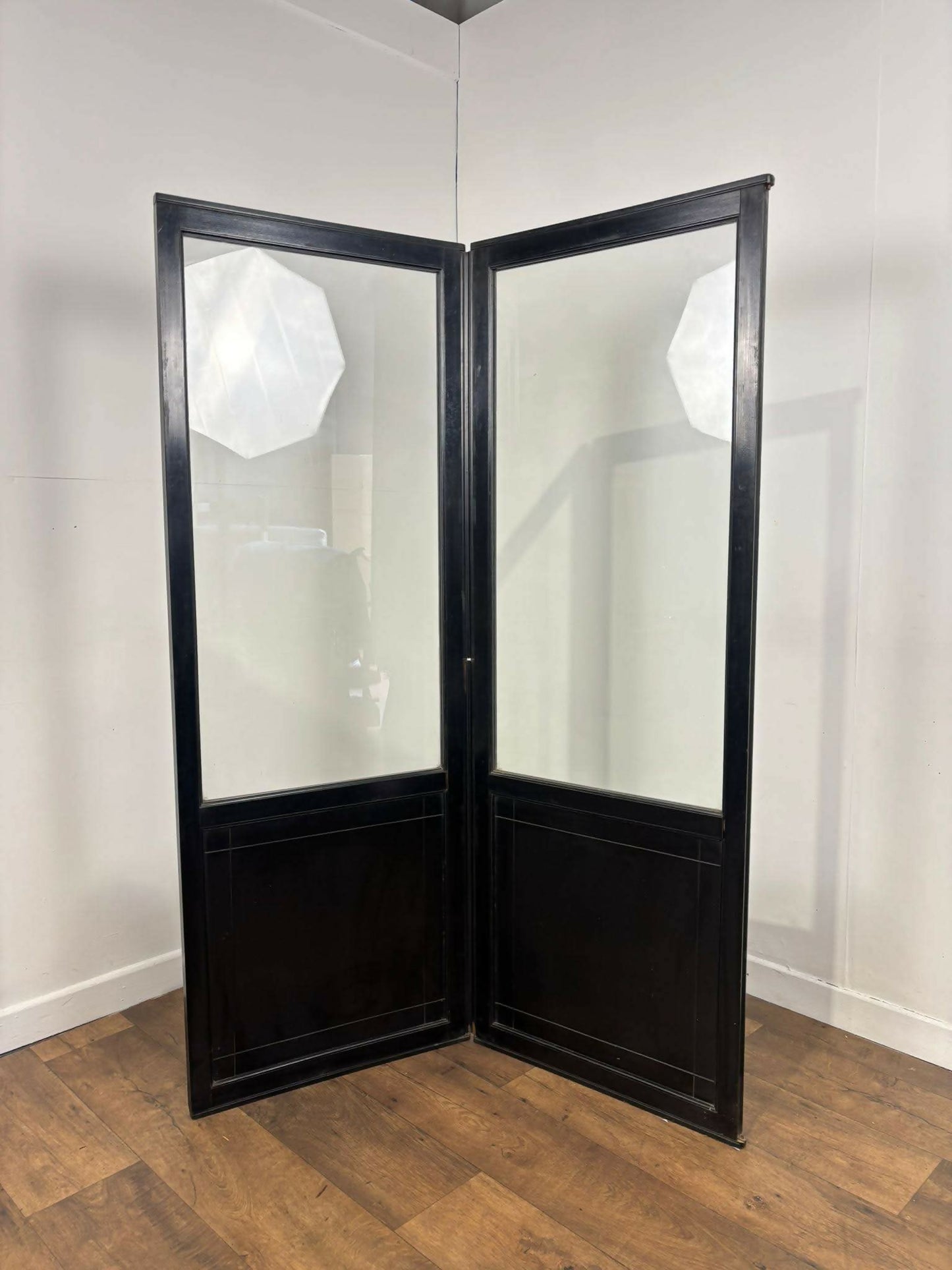 Large Edwardian Ebonised Bifold Screen / Room Divider