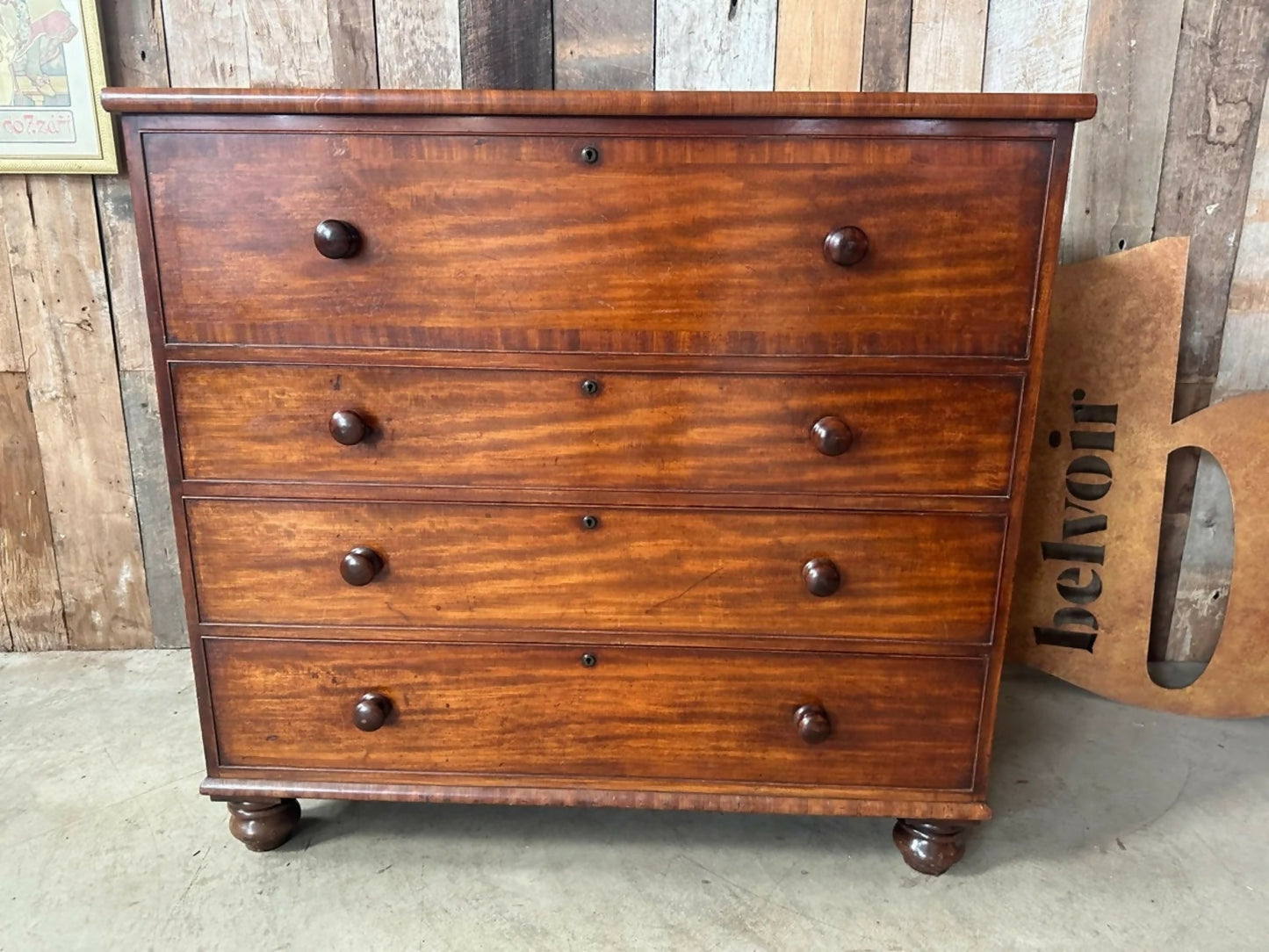 Antique Victorian Mahogany Large Chest of Four Drawers, c1870