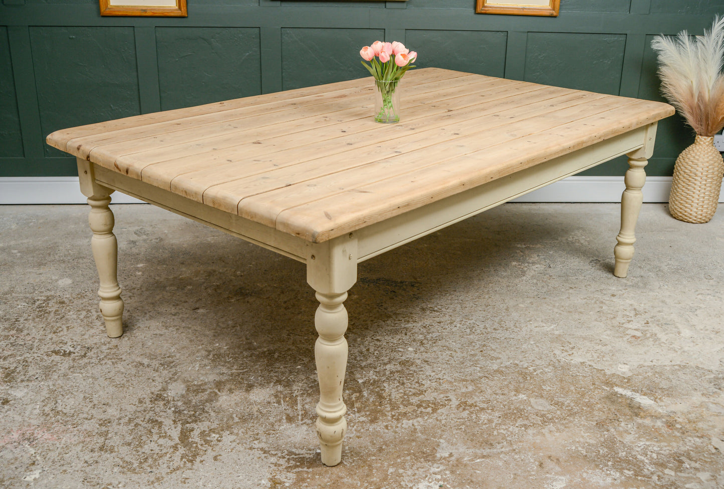 Huge Pine Plank Top Farmhouse Dining Table - 10 seater - Almost 7 FT