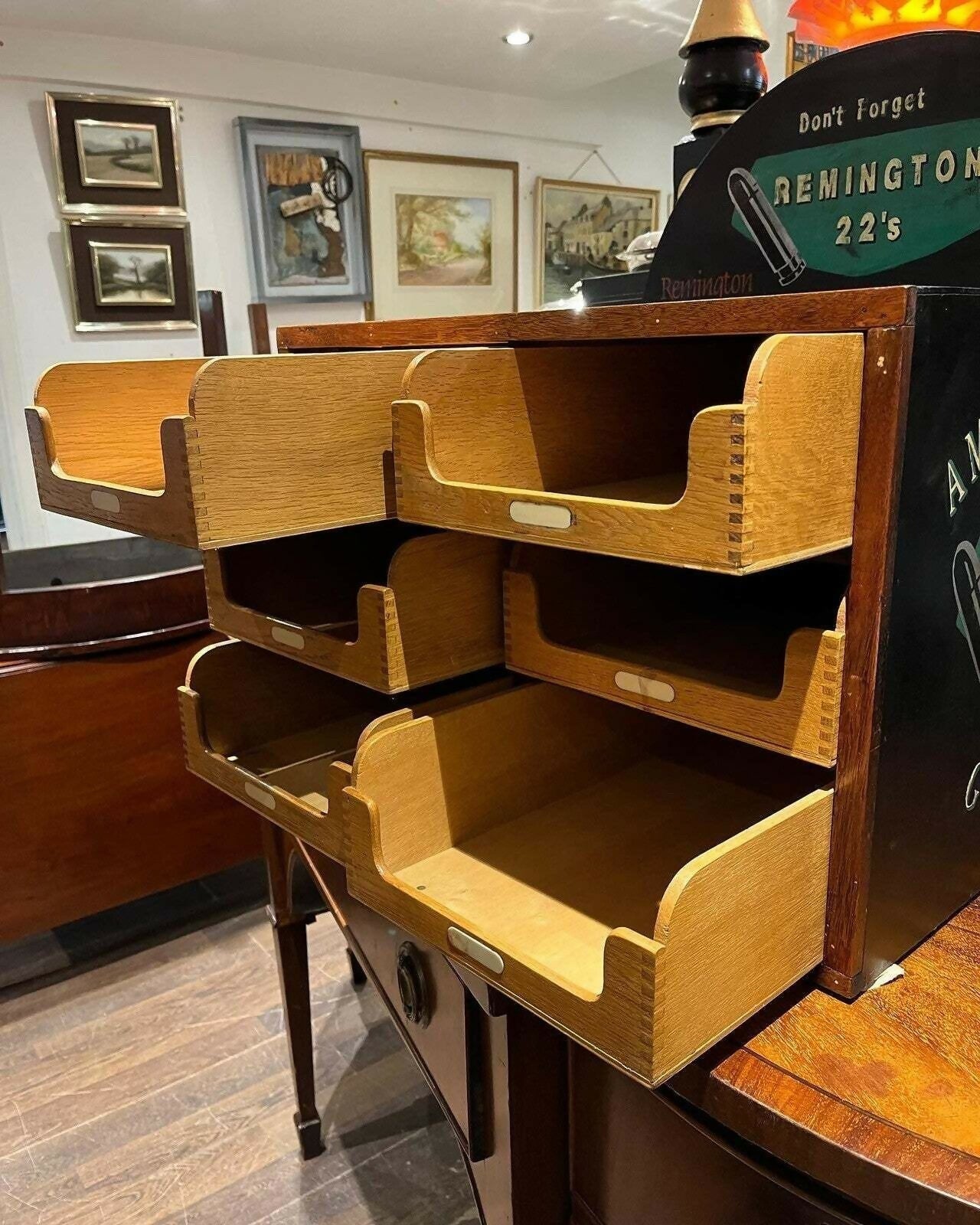 Vintage Set Of Shop Drawers. Advertising Cabinet. Remington Shop Counter Cabinet.
