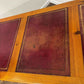 Large Leather Topped Pine Pedestal Desk