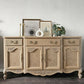 French Provincial Oak Buffet • Carved Details, Original Hardware, Satin Finish