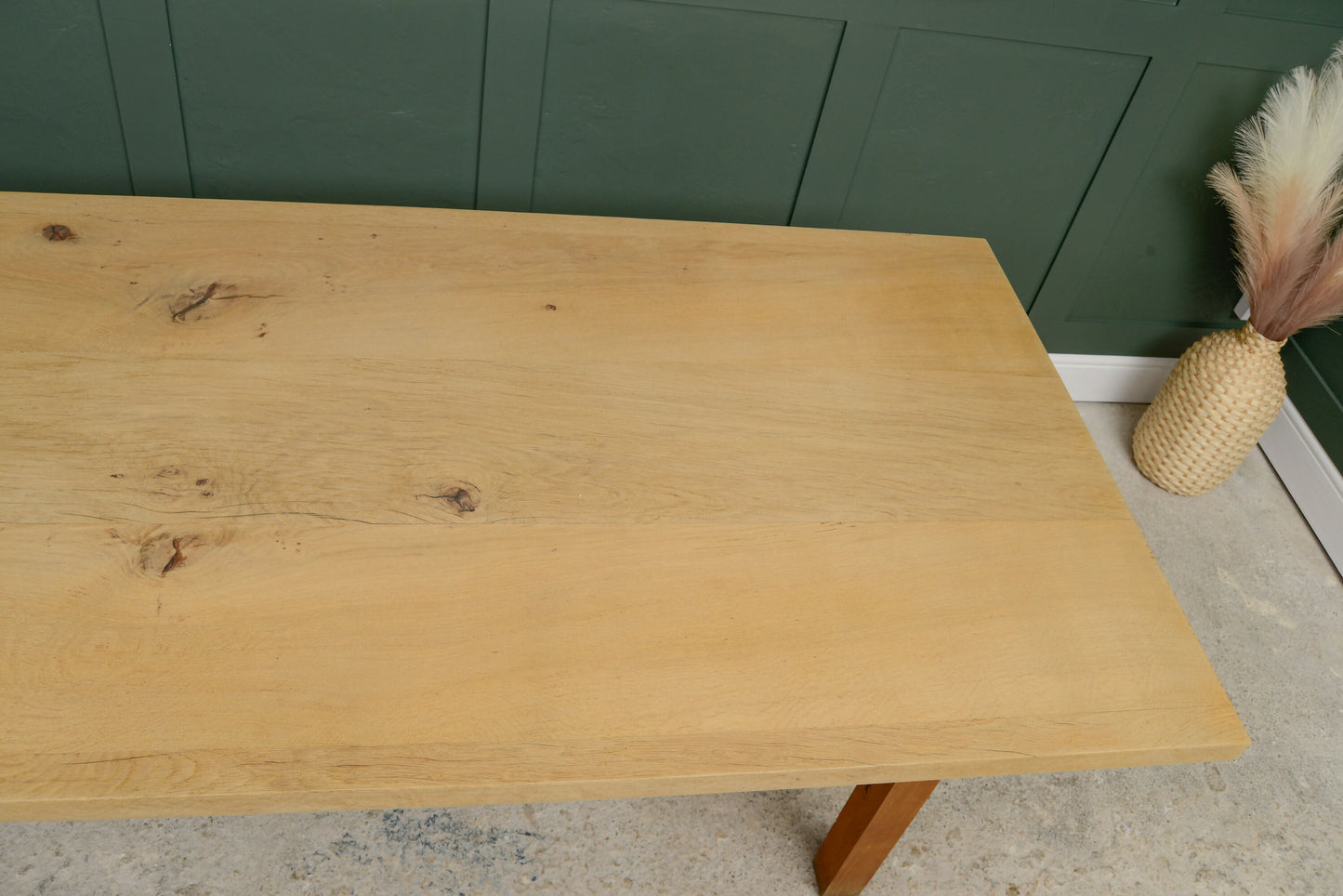 Handmade Solid Oak Dining Table - Almost 7 Foot - Washed Oak