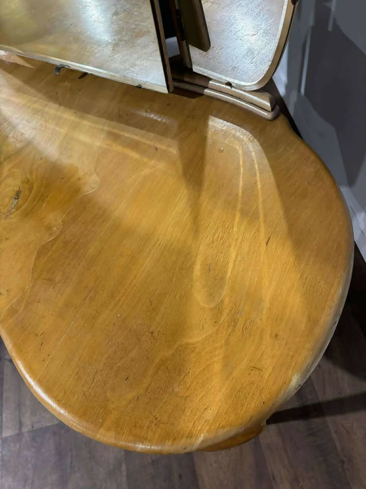 Vintage Walnut Triptych Mirror Dressing Tablex
