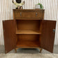 Vintage Art Deco burr walnut veneer cupboard featuring two doors and one drawer.