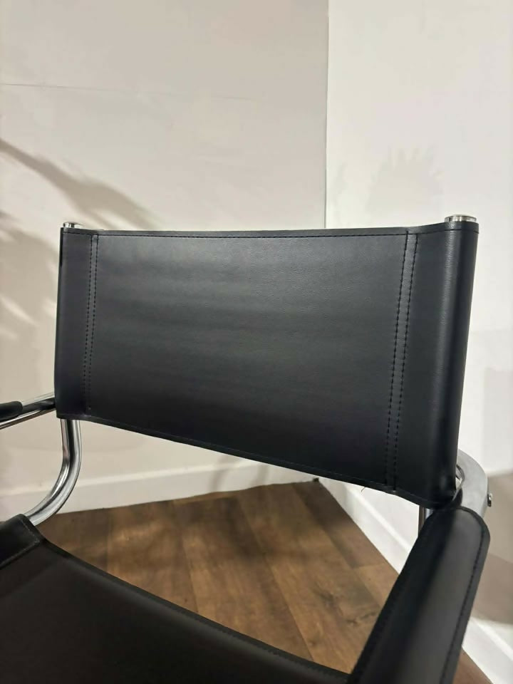 Contemporary Chrome & Faux Leather Armchair