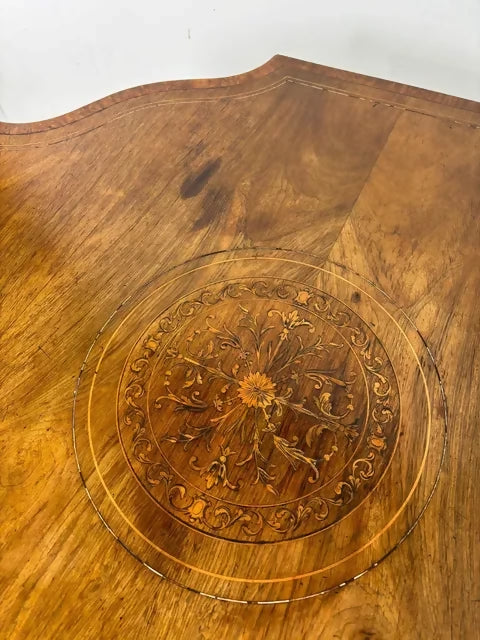 Edwardian Inlaid Walnut Occasional Window Table on Castors