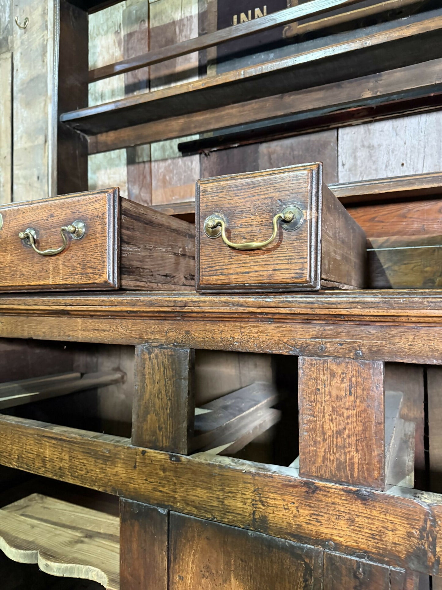 Antique Georgian Country Oak Dresser / Housekeeper Cupboard with Plate Rack, c.177