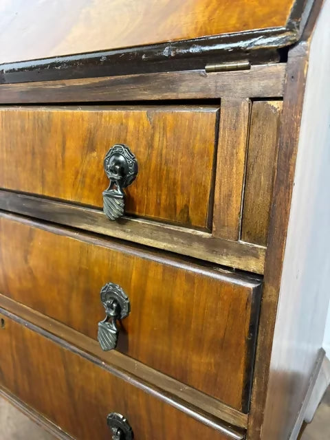 Vintage Walnut Veneered Bureau with Ball & Claw Feet