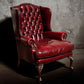 Red Leather Chesterfield Buttoned Back Armchair
