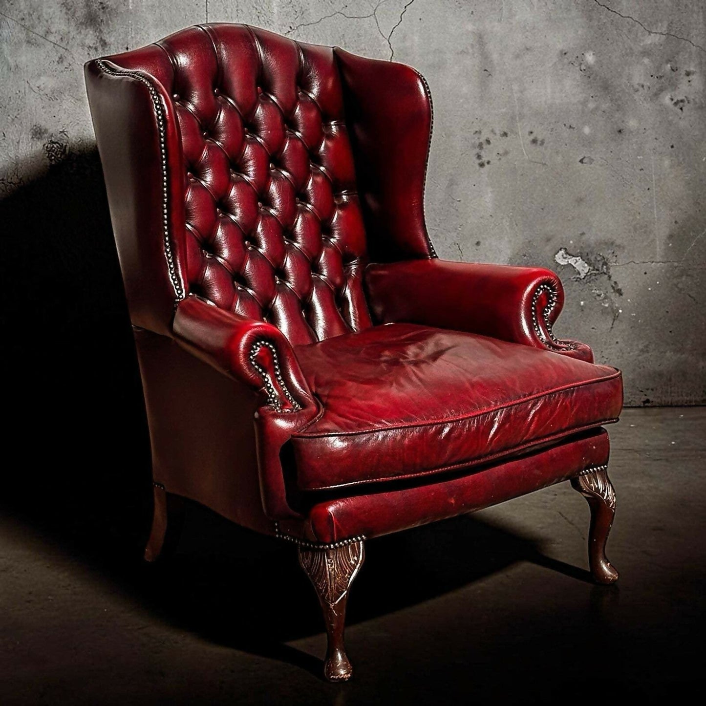 Red Leather Chesterfield Buttoned Back Armchair