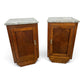 Pair of Bedside Tables Antique French Style Oak Marble Top Cabinets LOT 6573