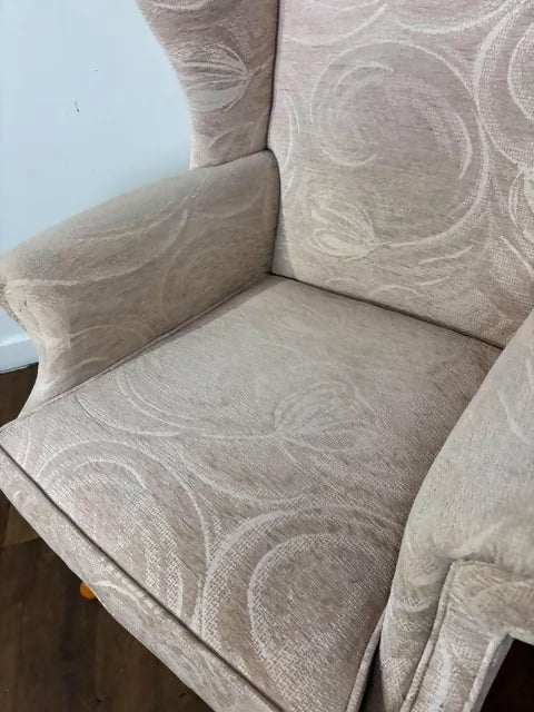 Vintage Style Cream Fabric Wingback Armchair