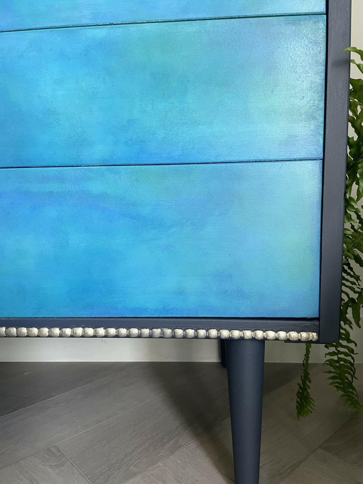 Mid Century Chest of Drawers Hand Painted Blue