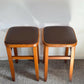 Mid century retro vintage stools wood vinyl brown