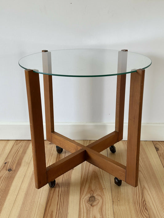 Mid Century Vintage Glass Side Coffee Table Minimalist