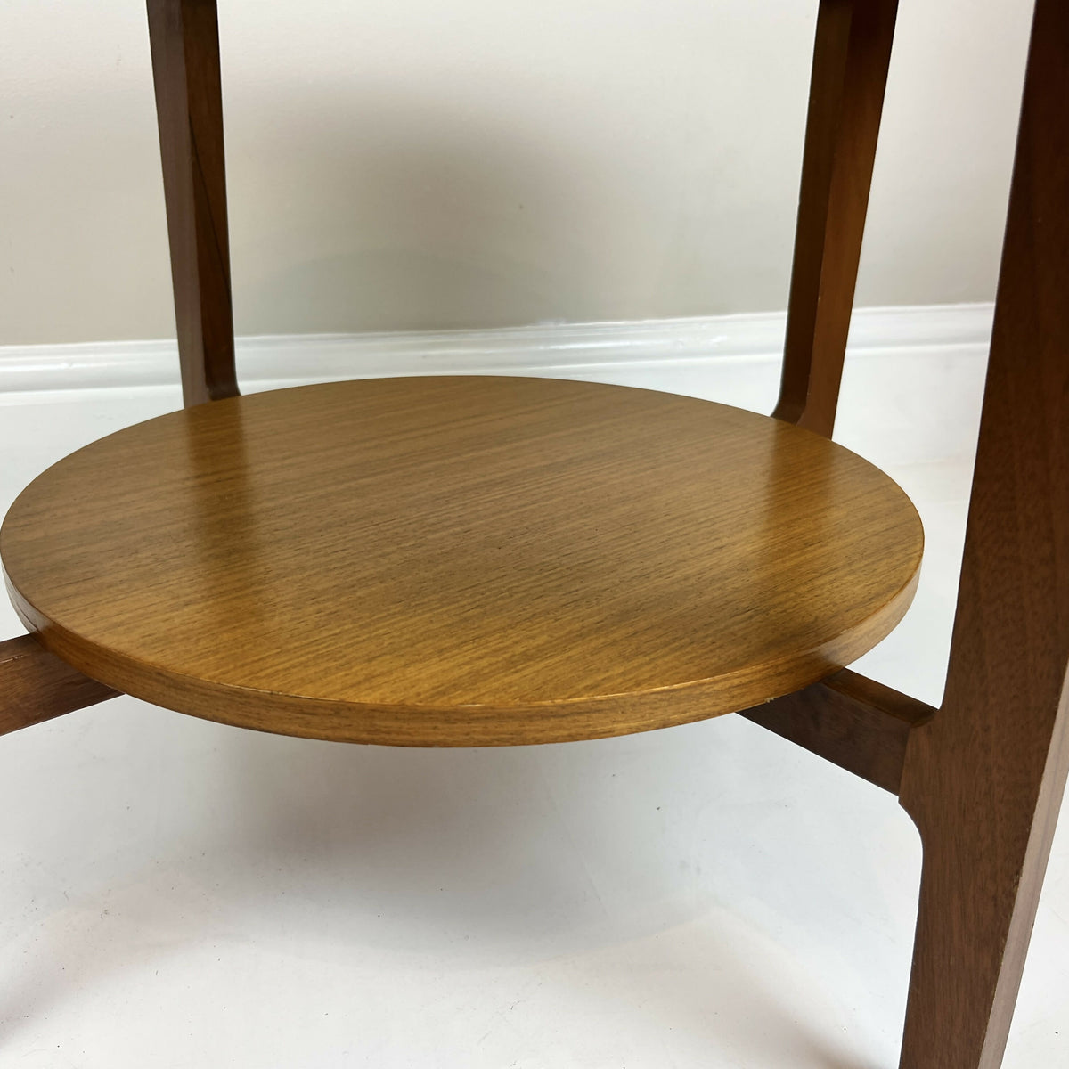 Vintage Remploy Teak Coffee Table Glass Top Round Mid Century Side Table 58.5cm