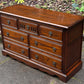 A WOOD BROTHERS OLD CHARM CARVED LIGHT OAK LONG CHEST OF DRAWERS / SIDEBOARD / DRESSER BASE