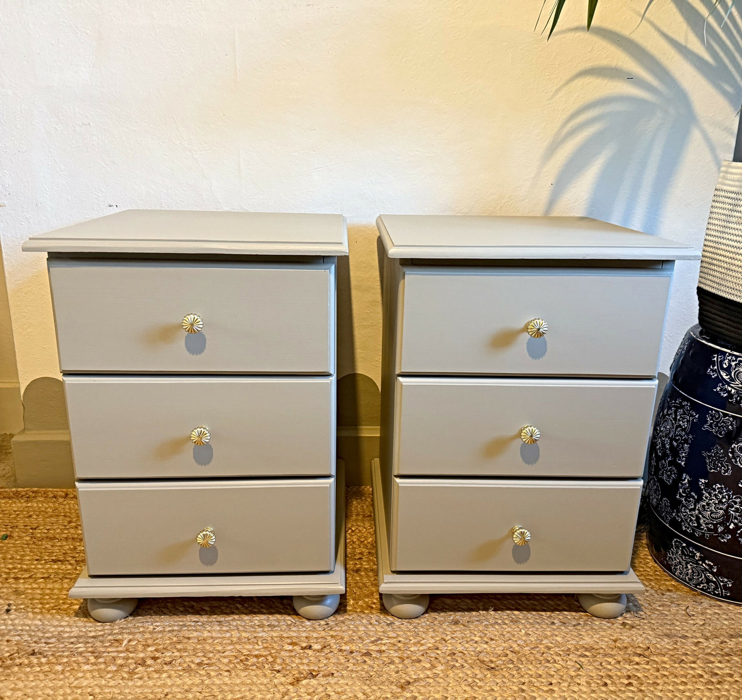 Newly refurbished pair of bedside drawers large solid wood dovetail joints