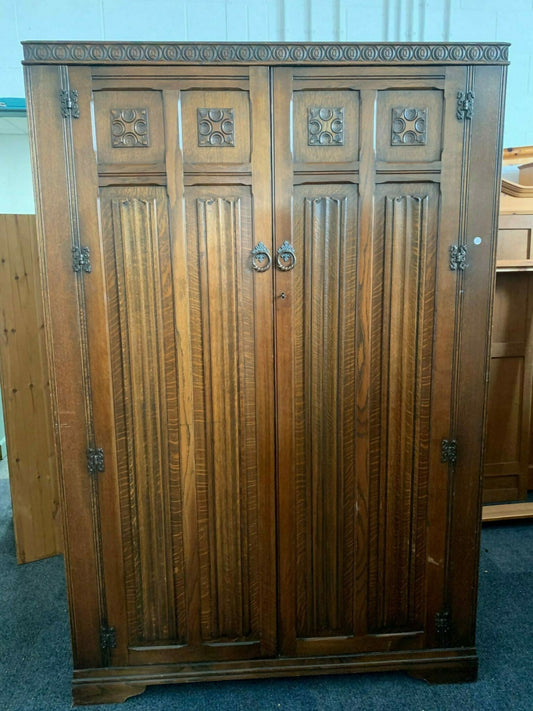 Bespoke Painted Beautiful Vintage Wardrobe Old Charm Linenfold Oak