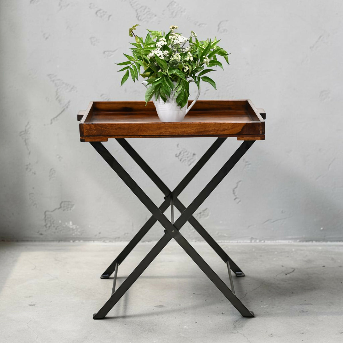 Mahogany Butlers Tray / Fold Away Side Table Iron Frame with FREE UK Delivery*