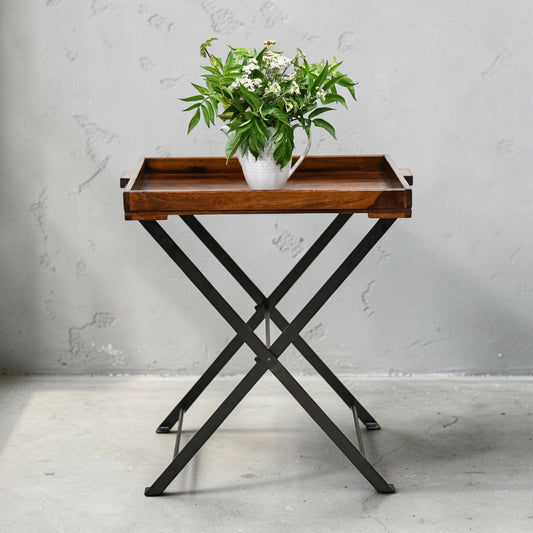 Mahogany Butlers Tray / Fold Away Side Table Iron Frame with FREE UK Delivery*