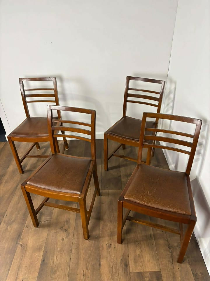 Set Of Four Mid Century Oak Dining Chairs
