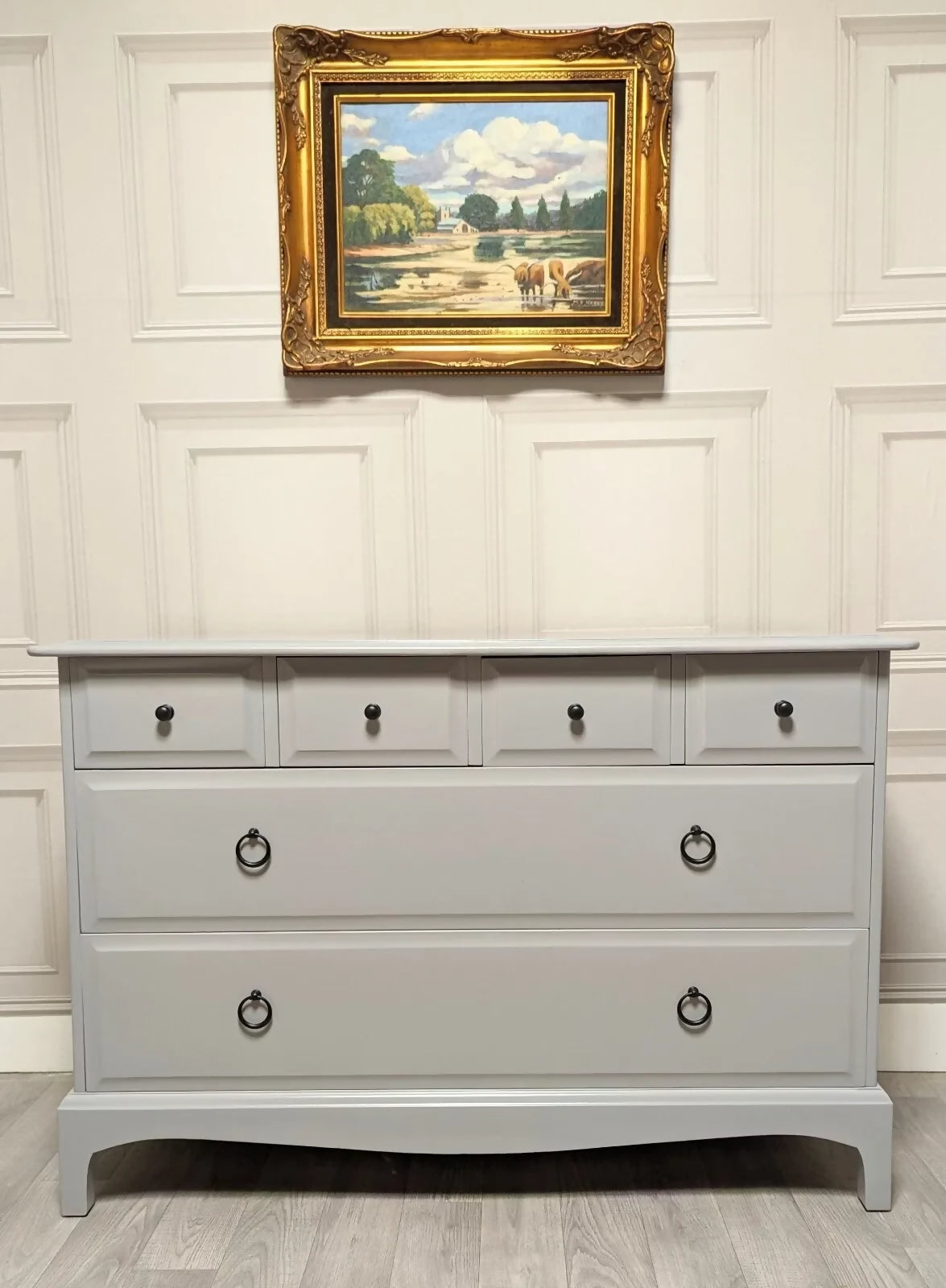 Professionally Sprayed Stag Minstrel 4 over 2 large chest of drawers (6 Drawer)