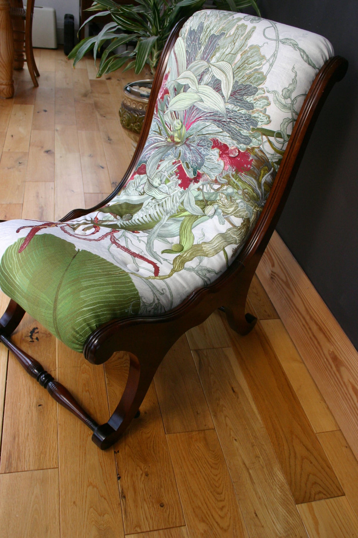 Vintage Slipper Chair – Fully Refurbished in Timorous Beasties Topical Tropical | One-of-a-Kind Designer Statement Chair
