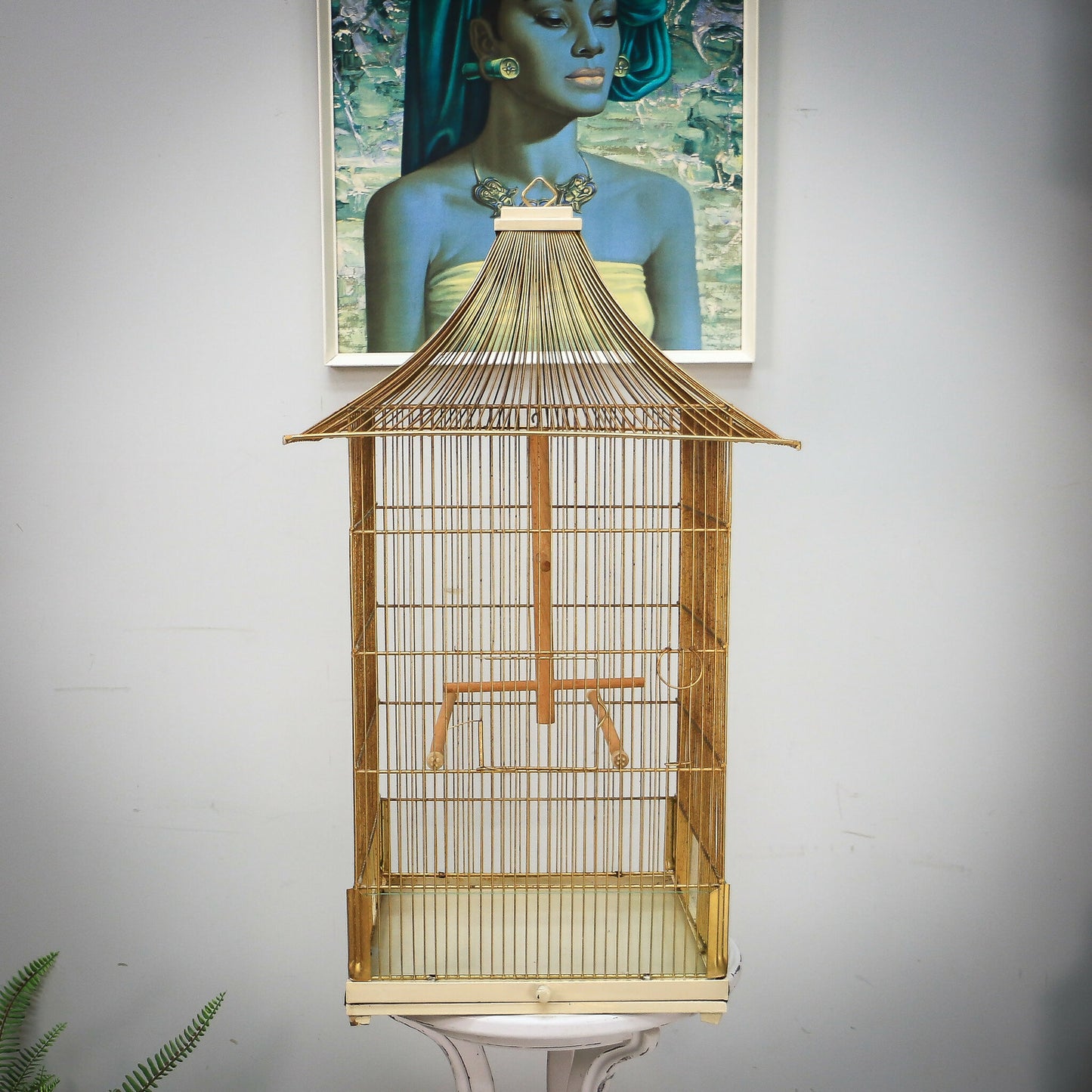 Vintage Bird Cage in Gold Colour Pagoda Style