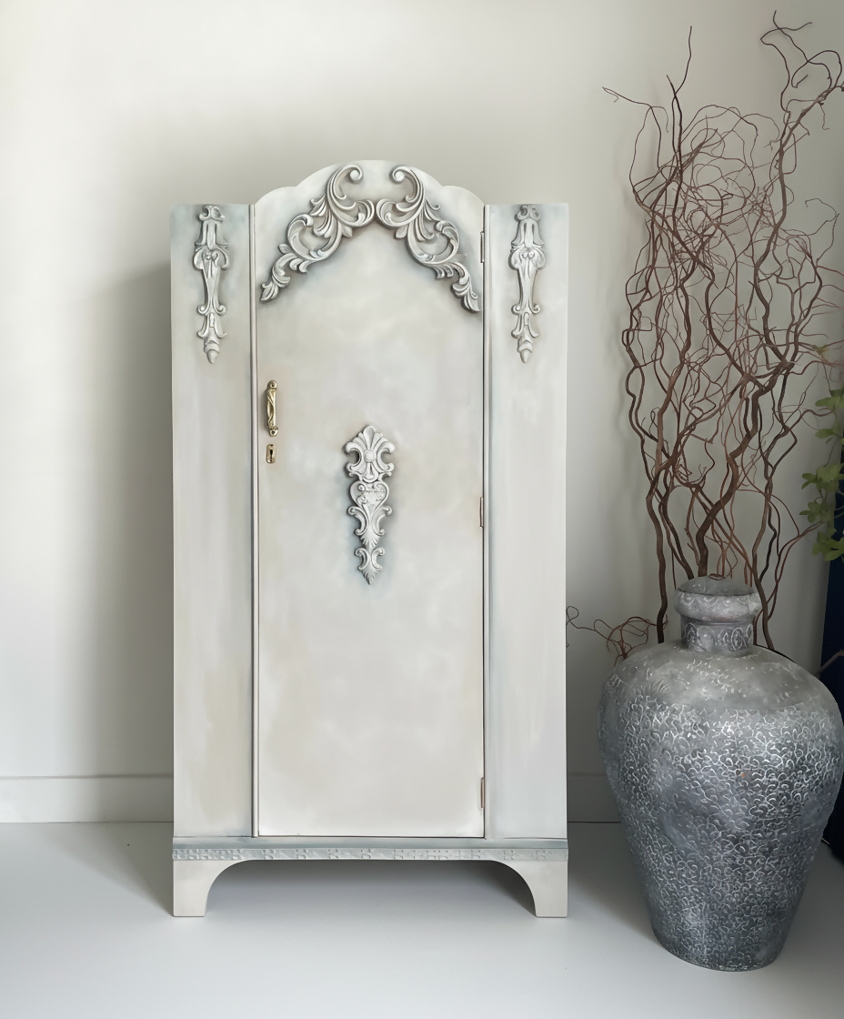 Single vintage wardrobe, hand painted neutral colours