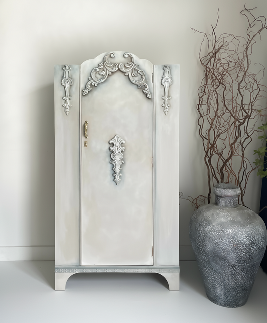 Single vintage wardrobe, hand painted neutral colours