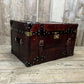 Genuine Bridle Leather Hand Dyed Belted Chestnut Brown Coffee Table Trunk