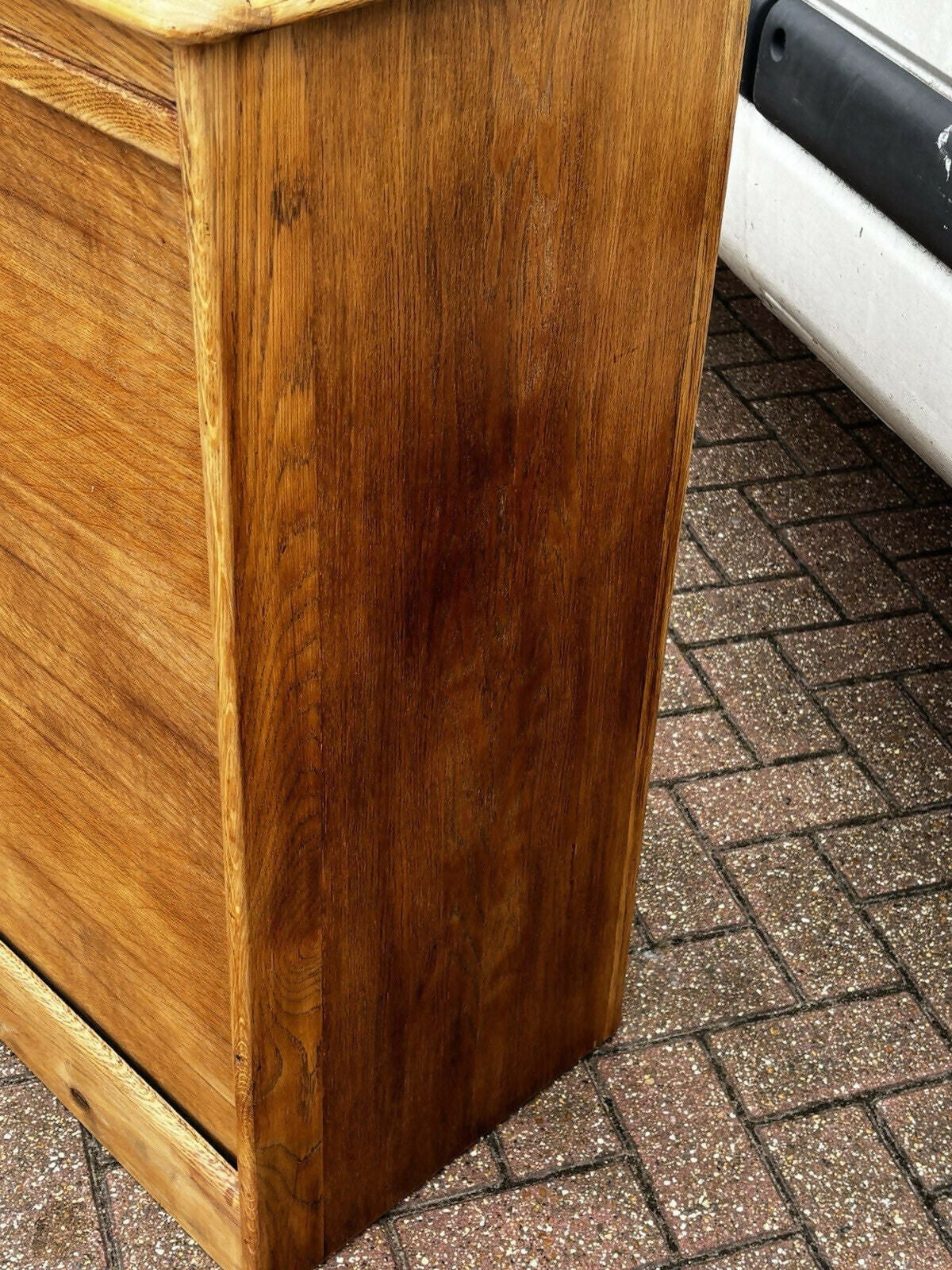Light Oak Set Of 9 Filing Drawers With Tambour Rolling Front, With Key