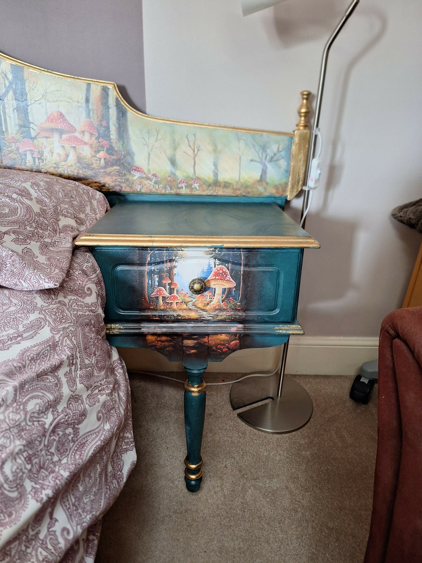 “Sleepy Owls” King Sized Mahogany Bed Head