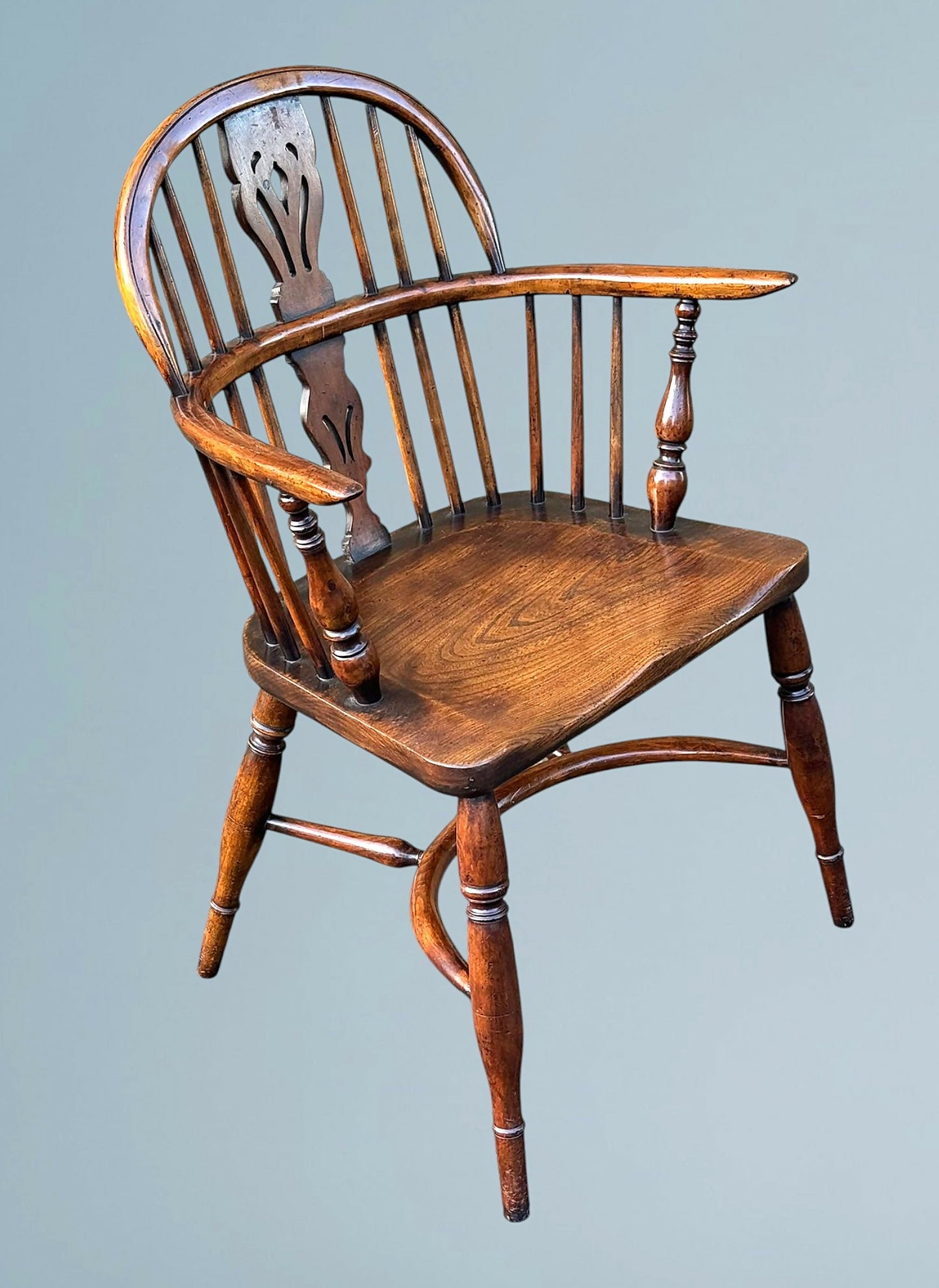 Yew Wood Low Back Windsor Arm Chair