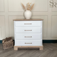 White Chest of Drawers Solid Wood | Hand Painted Vintage Dresser | Rustic Wood Top Bedroom Furniture | Modern Farmhouse Storage